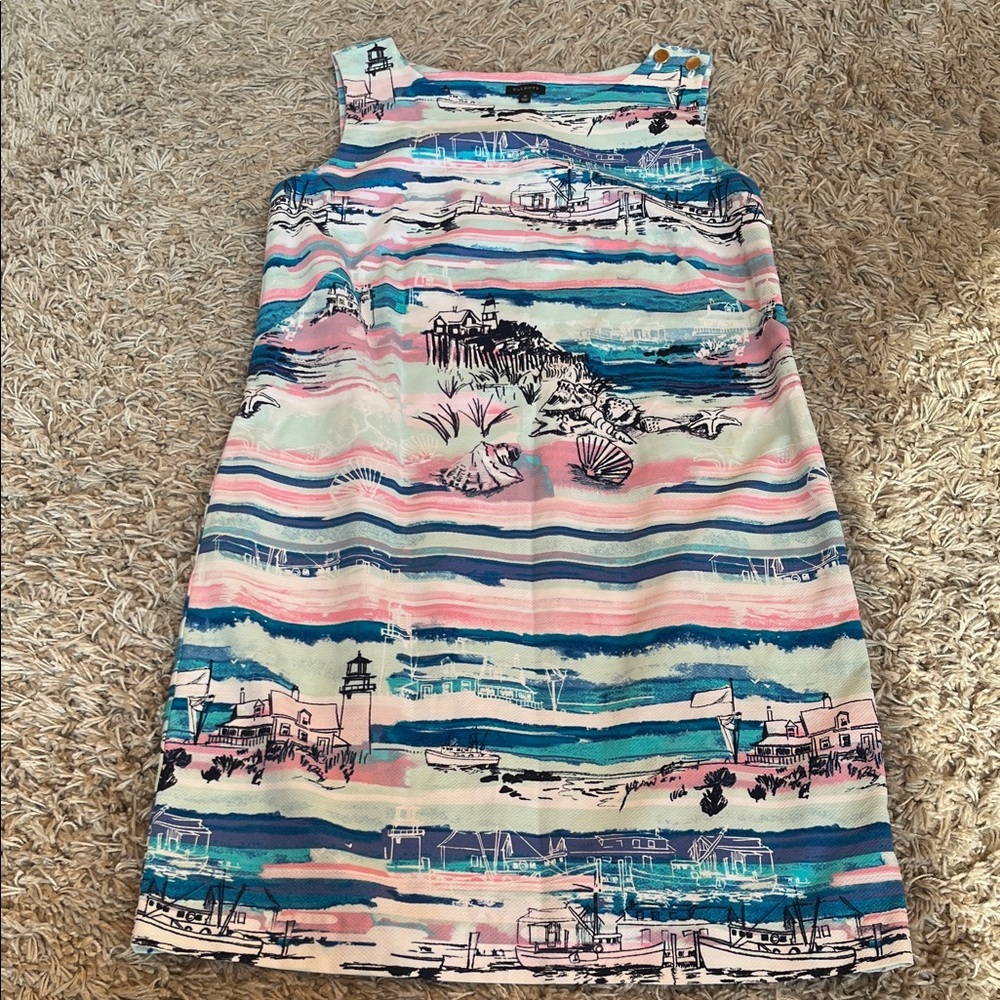 Talbots Striped Seaside Print Dress - Pink & Blue - Size 12 - Picture 2 of 11